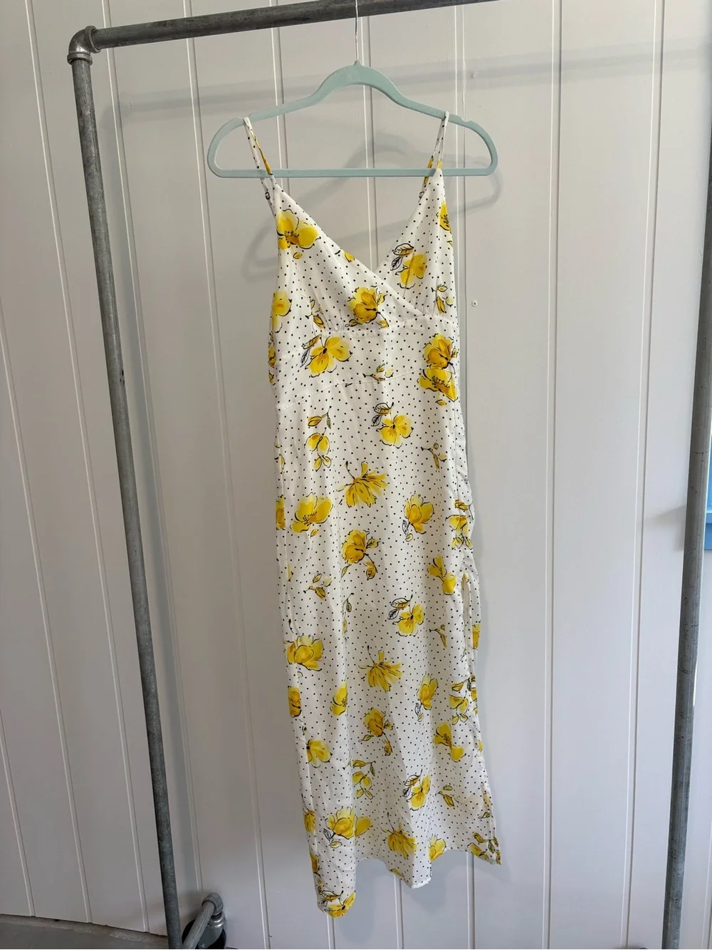 Abercrombie & Fitch White Maxi Slip Dress with Yellow Floral Print